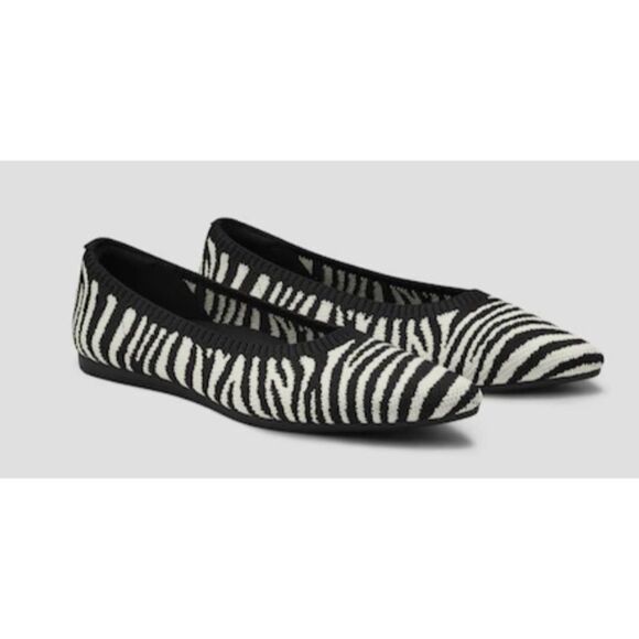 Vivaia Aria zebra print woven pointed toe ballet flats - Picture 1 of 13